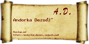 Andorka Dezső névjegykártya